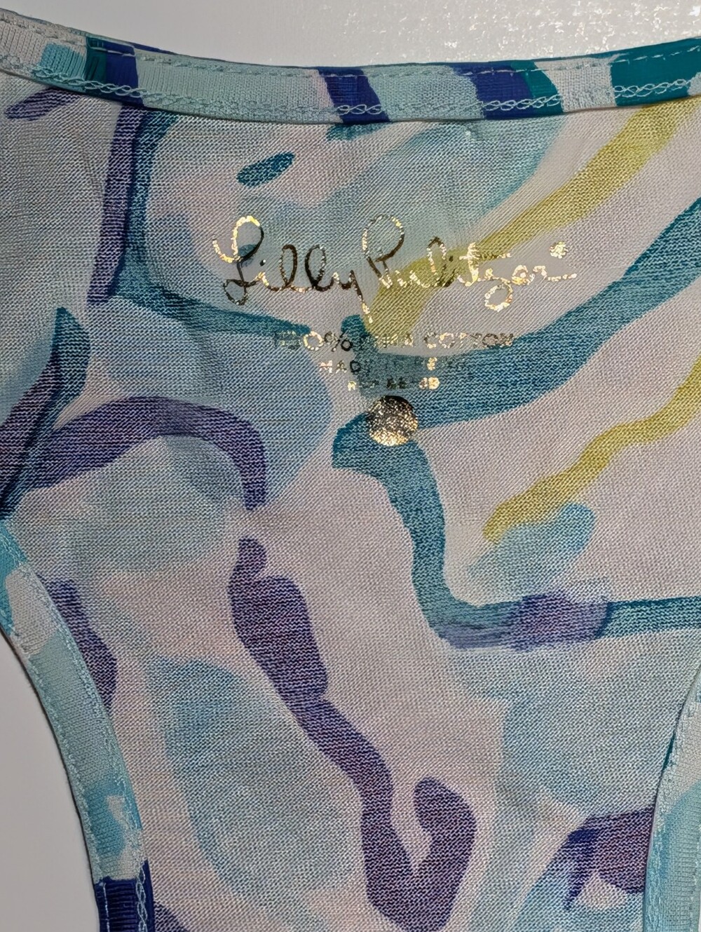 Lilly Pulitzer Women's Floral Racerback Tank Top Blue Green White XL - Picture 4 of 7